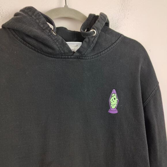 Sketchy Tank Hoodie Mens Medium Black Pullover Sweatashirt Fleece Shrooms Skull - Picture 4 of 10